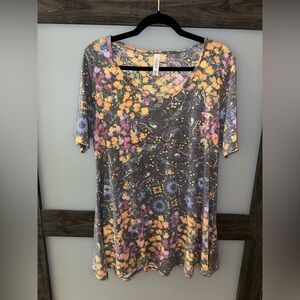 LuLaRoe Floral perfect t - Gray, Yellow, Purple, green, blue, orange